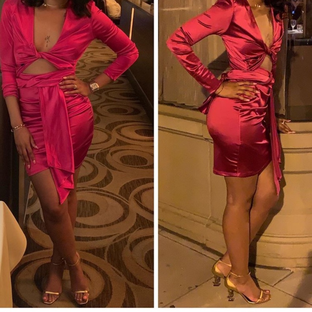 Long sleeve Fuchsia Bodycon Sexy Dress